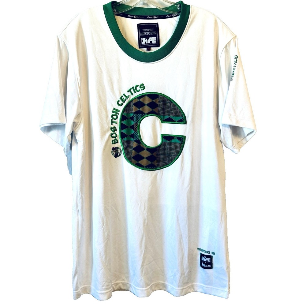 Two Hype NBALAB Boston‎ Celtics Shirt Large White Green Graphic Jersey Tee